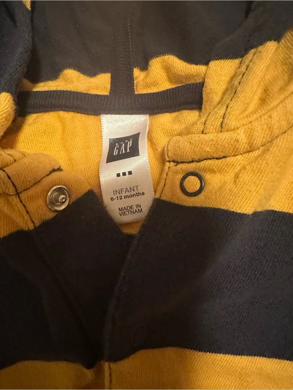 GAP Onesie Bundle (Orange & Navy Logo/Yellow & Navy Hoodie)-Size 6-12M